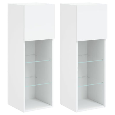 TV-kaapit LED-valoilla 2 kpl valkoinen 30,5x30x90 cm