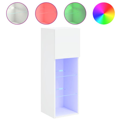 TV-kaapit LED-valoilla 2 kpl valkoinen 30,5x30x90 cm