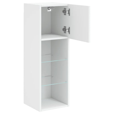 TV-kaapit LED-valoilla 2 kpl valkoinen 30,5x30x90 cm