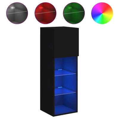 TV-kaappi LED-valoilla musta 30,5x30x90 cm