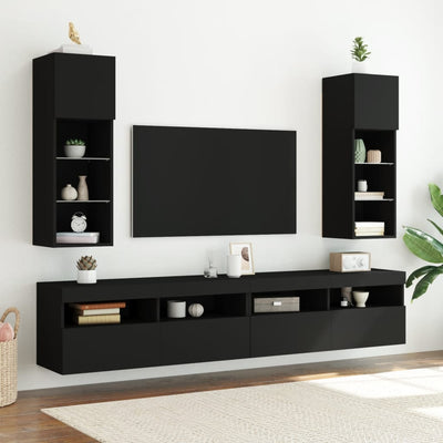 TV-kaappi LED-valoilla musta 30,5x30x90 cm