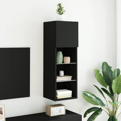 TV-kaappi LED-valoilla musta 30,5x30x90 cm