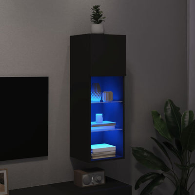 TV-kaappi LED-valoilla musta 30,5x30x90 cm