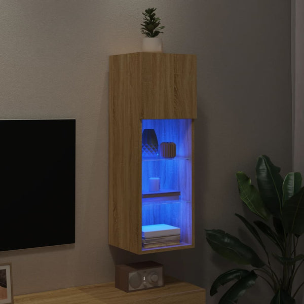 TV-kaappi LED-valoilla Sonoma-tammi 30,5x30x90 cm