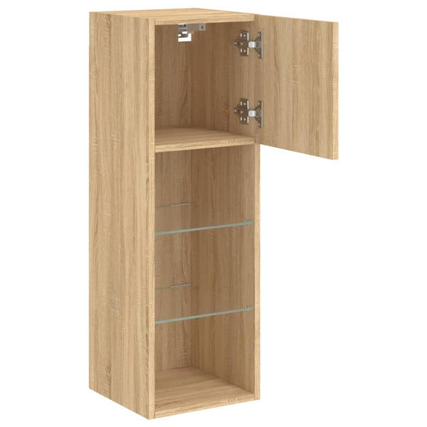 TV-kaappi LED-valoilla Sonoma-tammi 30,5x30x90 cm
