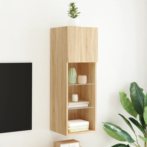 TV-kaappi LED-valoilla Sonoma-tammi 30,5x30x90 cm