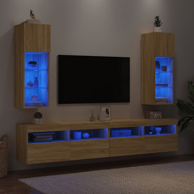 TV-kaapit LED-valoilla 2 kpl Sonoma-tammi 30,5x30x90 cm