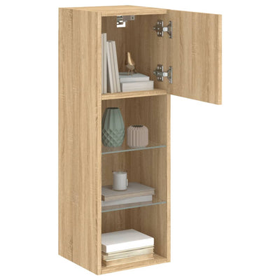 TV-kaapit LED-valoilla 2 kpl Sonoma-tammi 30,5x30x90 cm