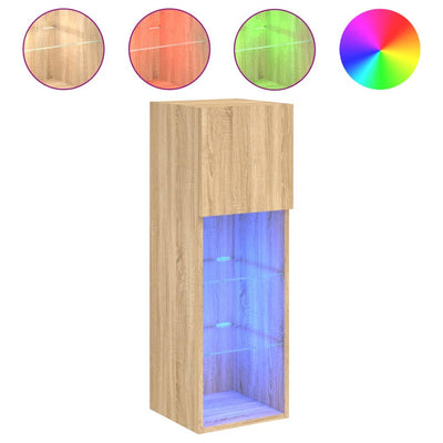 TV-kaapit LED-valoilla 2 kpl Sonoma-tammi 30,5x30x90 cm