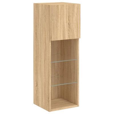 TV-kaapit LED-valoilla 2 kpl Sonoma-tammi 30,5x30x90 cm