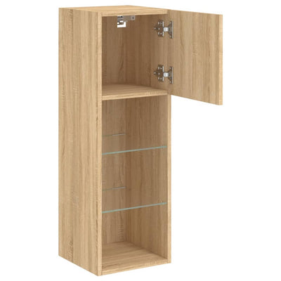 TV-kaapit LED-valoilla 2 kpl Sonoma-tammi 30,5x30x90 cm