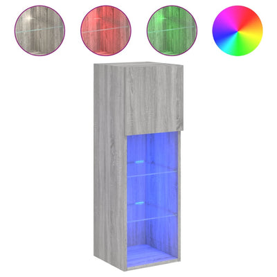 TV-kaappi LED-valoilla harmaa Sonoma 30,5x30x90 cm