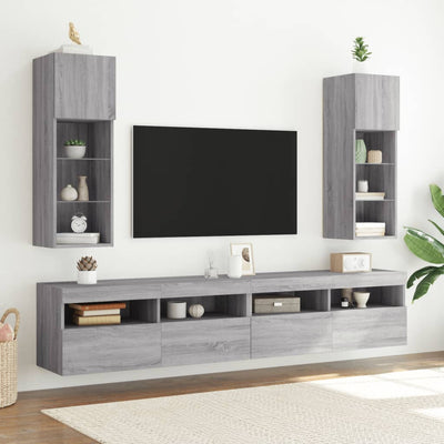 TV-kaappi LED-valoilla harmaa Sonoma 30,5x30x90 cm