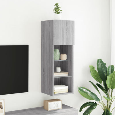 TV-kaappi LED-valoilla harmaa Sonoma 30,5x30x90 cm
