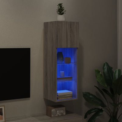 TV-kaappi LED-valoilla harmaa Sonoma 30,5x30x90 cm