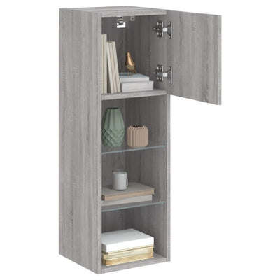 TV-kaappi LED-valoilla harmaa Sonoma 30,5x30x90 cm