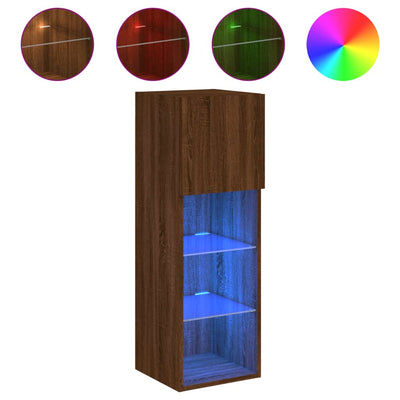 TV-kaappi LED-valoilla ruskea tammi 30,5x30x90 cm