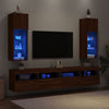 TV-kaapit LED-valoilla 2 kpl ruskea tammi 30,5x30x90 cm