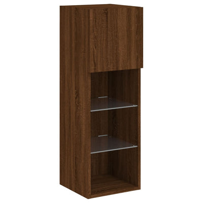 TV-kaapit LED-valoilla 2 kpl ruskea tammi 30,5x30x90 cm