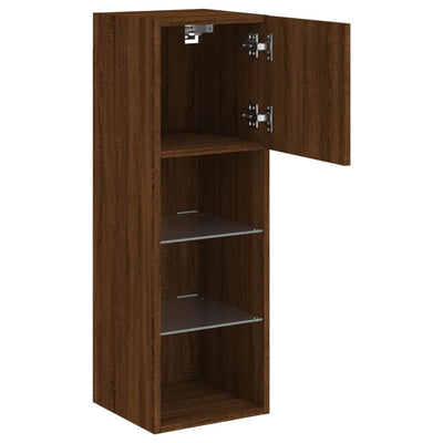 TV-kaapit LED-valoilla 2 kpl ruskea tammi 30,5x30x90 cm