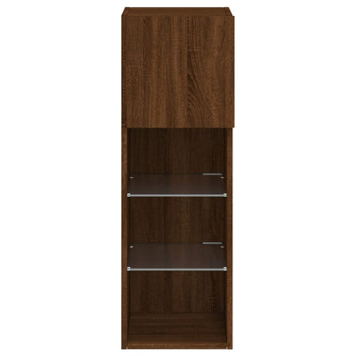 TV-kaapit LED-valoilla 2 kpl ruskea tammi 30,5x30x90 cm