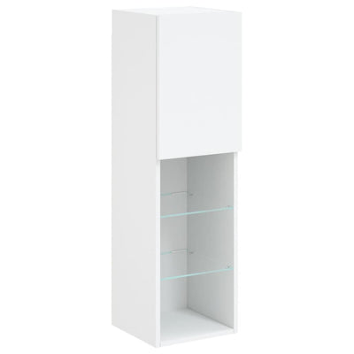 TV-taso LED-valoilla valkoinen 30,5x30x102 cm
