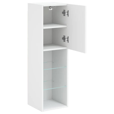 TV-taso LED-valoilla valkoinen 30,5x30x102 cm
