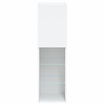 TV-taso LED-valoilla valkoinen 30,5x30x102 cm