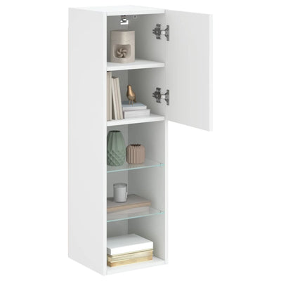 TV-kaapit LED-valoilla 2 kpl valkoinen 30,5x30x102 cm