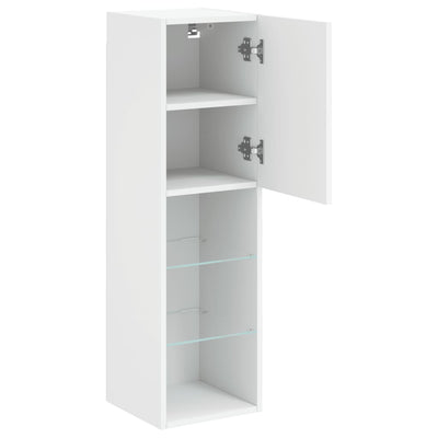 TV-kaapit LED-valoilla 2 kpl valkoinen 30,5x30x102 cm