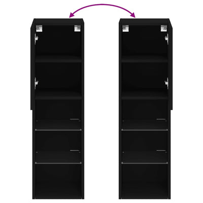 Musta tv-taso led-valoilla Misu 30,5x30x102cm