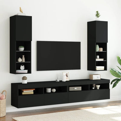 TV-taso LED-valoilla musta 30,5x30x102 cm