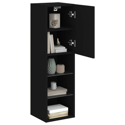 TV-taso LED-valoilla musta 30,5x30x102 cm