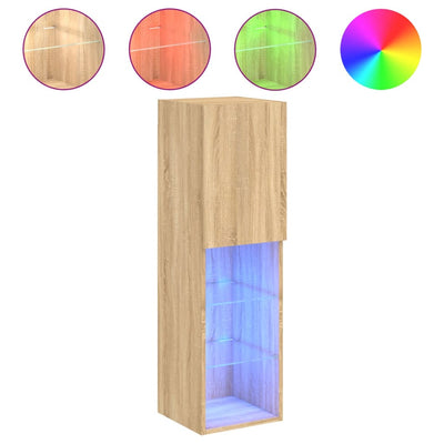 TV-taso LED-valoilla Sonoma-tammi 30,5x30x102 cm