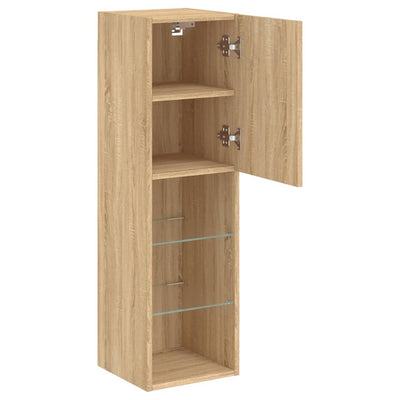TV-taso LED-valoilla Sonoma-tammi 30,5x30x102 cm