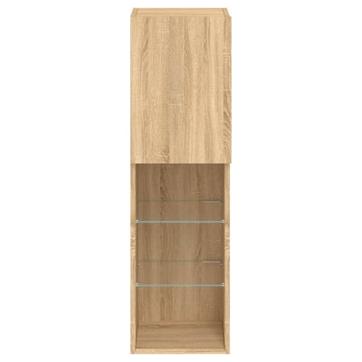 TV-taso LED-valoilla Sonoma-tammi 30,5x30x102 cm