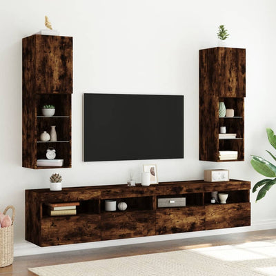 TV-taso LED-valoilla savutammi 30,5x30x102 cm