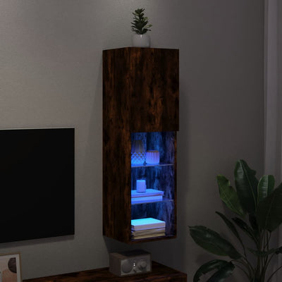 TV-taso LED-valoilla savutammi 30,5x30x102 cm