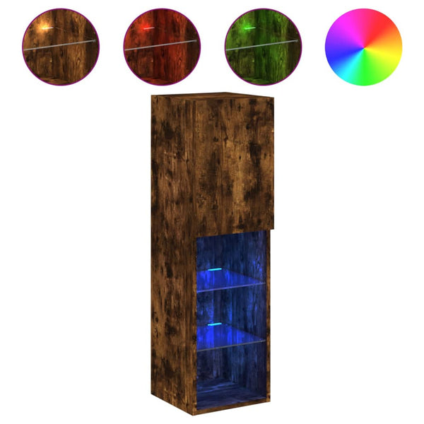 TV-kaapit LED-valoilla 2 kpl savutammi 30,5x30x102 cm