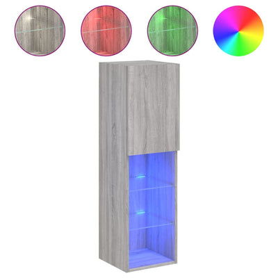 TV-taso LED-valoilla harmaa Sonoma 30,5x30x102 cm