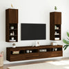 TV-taso LED-valoilla ruskea tammi 30,5x30x102 cm