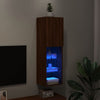TV-taso LED-valoilla ruskea tammi 30,5x30x102 cm