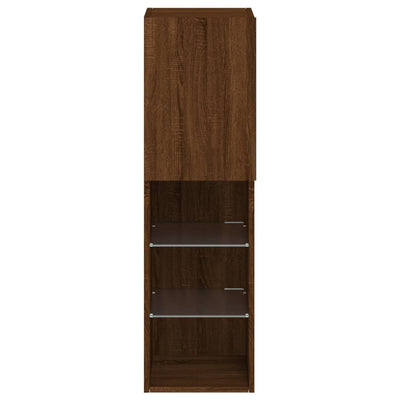 TV-taso LED-valoilla ruskea tammi 30,5x30x102 cm