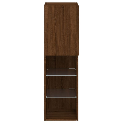 TV-kaapit LED-valoilla 2 kpl ruskea tammi 30,5x30x102 cm