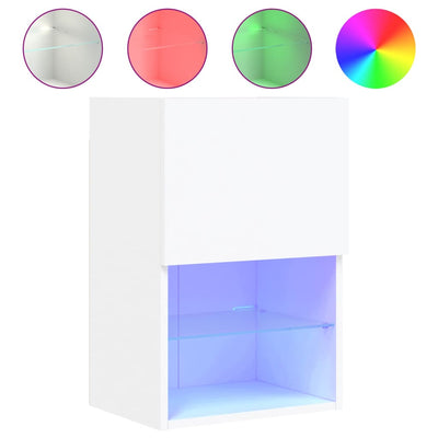 TV-taso LED-valoilla valkoinen 40,5x30x60 cm