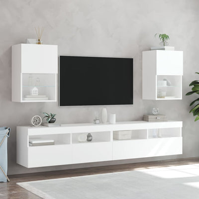 TV-taso LED-valoilla valkoinen 40,5x30x60 cm