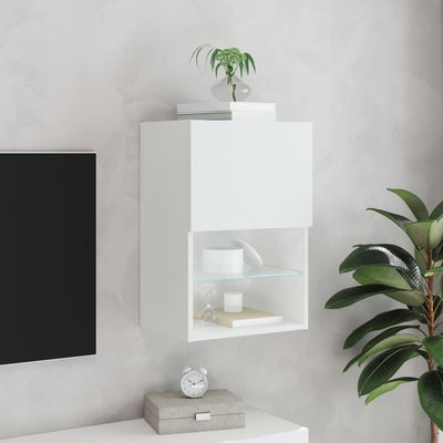 TV-taso LED-valoilla valkoinen 40,5x30x60 cm