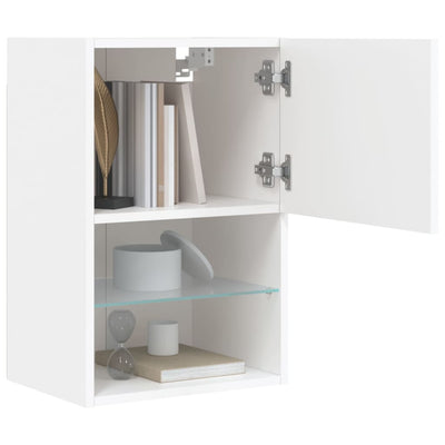 TV-taso LED-valoilla valkoinen 40,5x30x60 cm