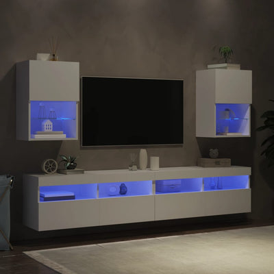 TV-kaapit LED-valoilla 2 kpl valkoinen 40,5x30x60 cm