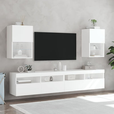 TV-kaapit LED-valoilla 2 kpl valkoinen 40,5x30x60 cm